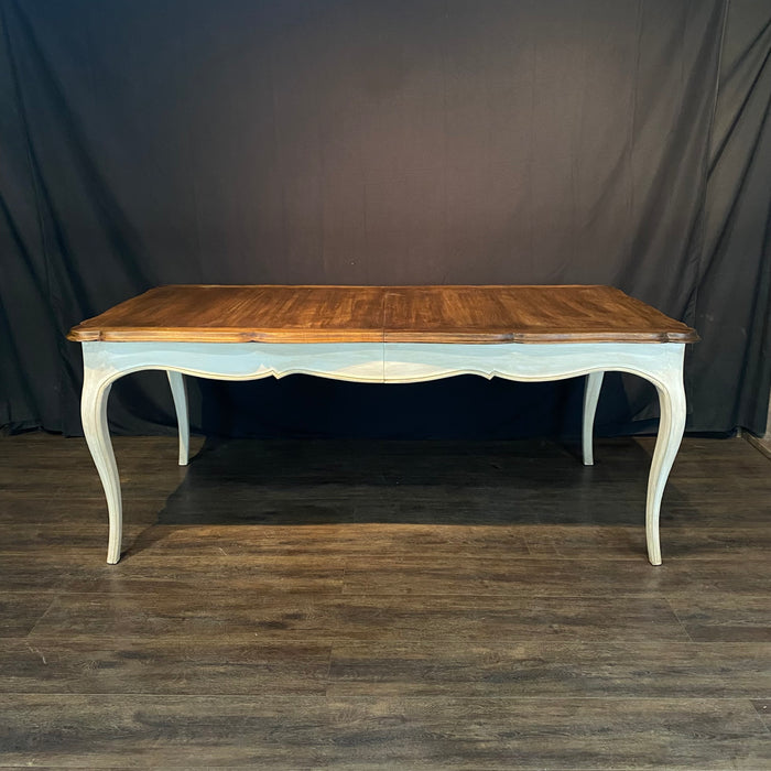 French Provincial Louis XV Style Painted Farmhouse Extendable Dining Table