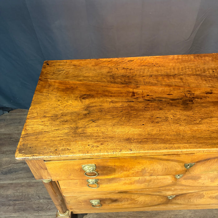 19th Century French Walnut Commode, Dresser or Chest of Drawers with Lion-Head Pulls