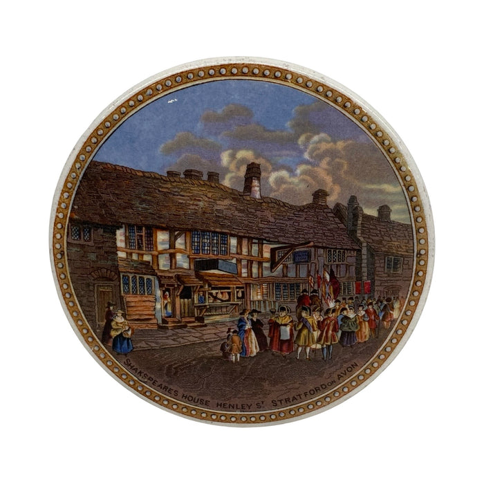 Antique English Victorian Prattware “Shakespeare's Birthplace” Pot Lid