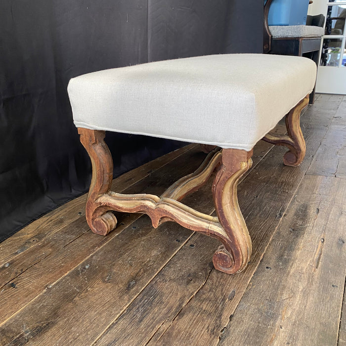 19th Century French Os de Mouton Bench with Original Gilt Accents