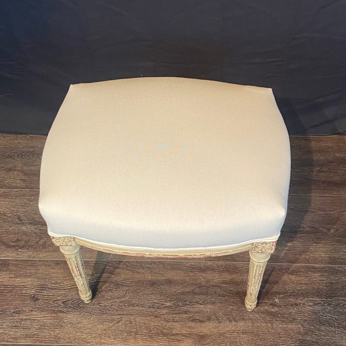 French Pair Louis XVI Painted Footstools or Ottomans