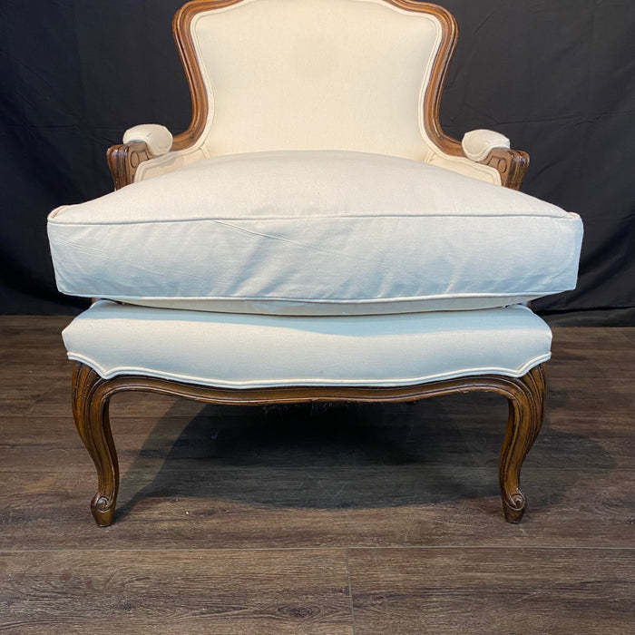 Pair of French Walnut Louis XV Armchairs or Bergere Chairs 19th Century