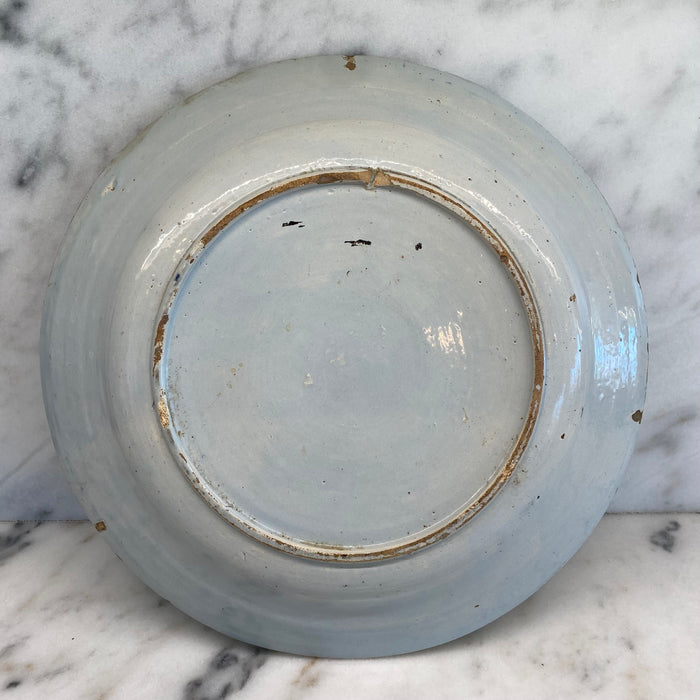 Early Antique Dutch Delft Blue and White Landscape Plate or Platter