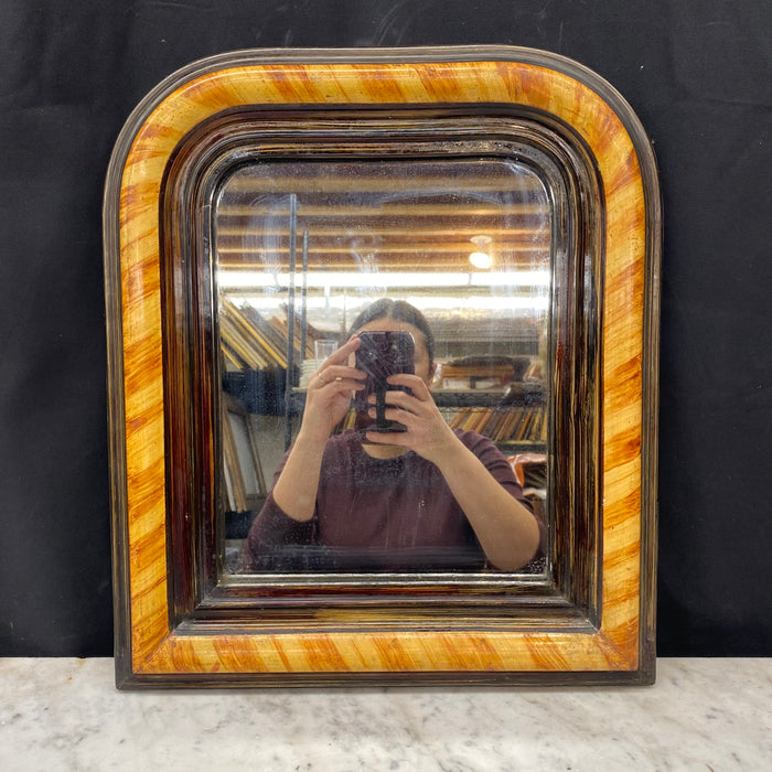 Antique French Louis Philippe Faux Bois Painted Wood Mirror