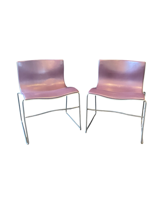 Pair of Mid Century Modern Knoll Handkerchief Chairs by Massimo and Lella Vignelli in Plum Purple