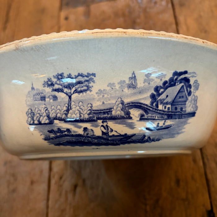19th Century Blue & White English Transferware Large Bowl