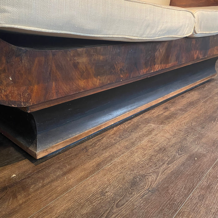 Period French Empire Mahogany and Ebony Gilded Neoclassical Sofa with Carved Gold Swan Figurines