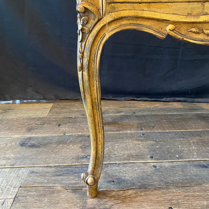 French 19th Century Bench or Vanity Seat or Boudoir Window Seat Louis XV Original Gold Gilt Paint