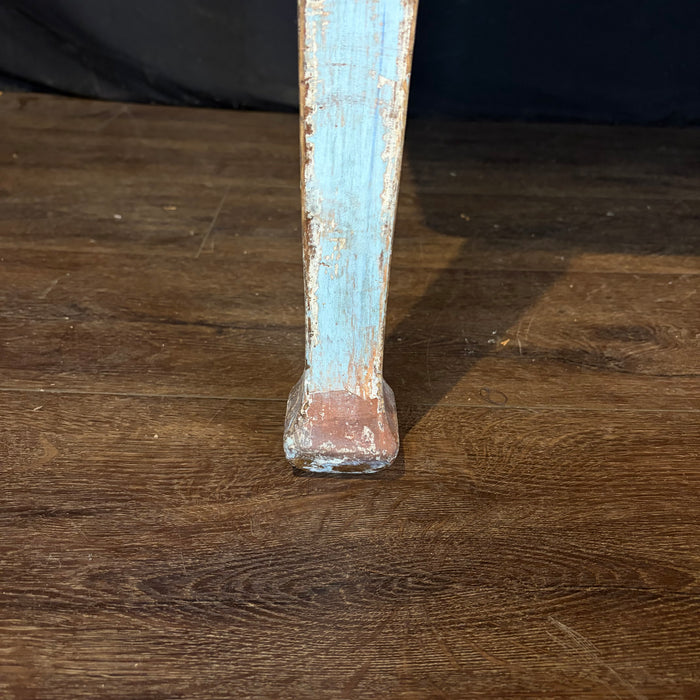 Antique French Provincial Painted Table or Desk with Drawer, Pale Blue Patina