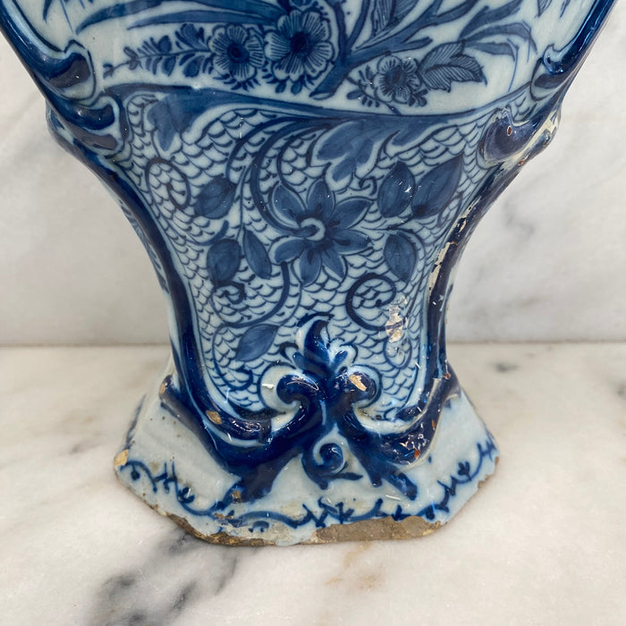 Antique Dutch Delft Blue and White Faience Vase