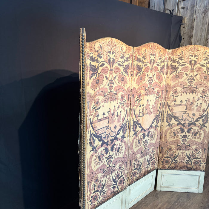 Antique French Rococo Revival Folding Screen or Room Divider with Chinoiserie Motifs