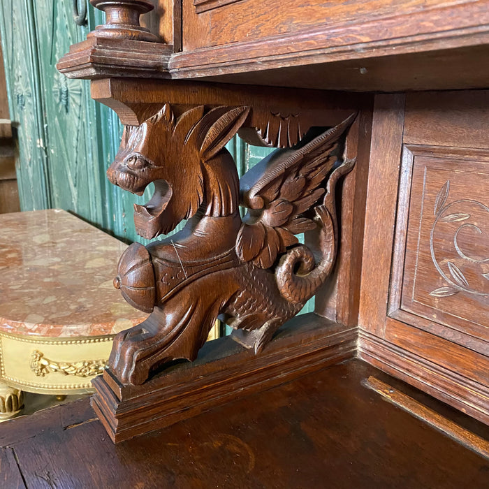 Antique French Renaissance Black Forest Hunt Buffet Sideboard 19th Century