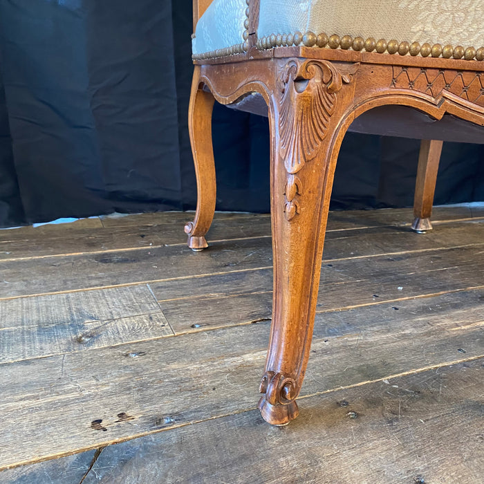 Antique French Provincial Pair of Armchairs or Fauteuils  - Elegant Louis XV Carved Walnut