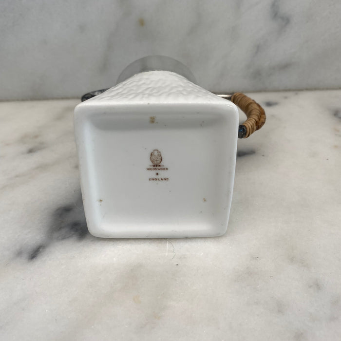 Wedgwood British Porcelain & Silver Plate Cream Pitcher with Wicker Handle