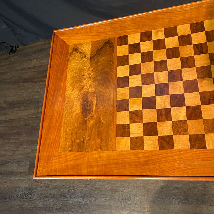 Antique French Inlaid Game Table with Reversible Chessboard Top and Inset Backgammon