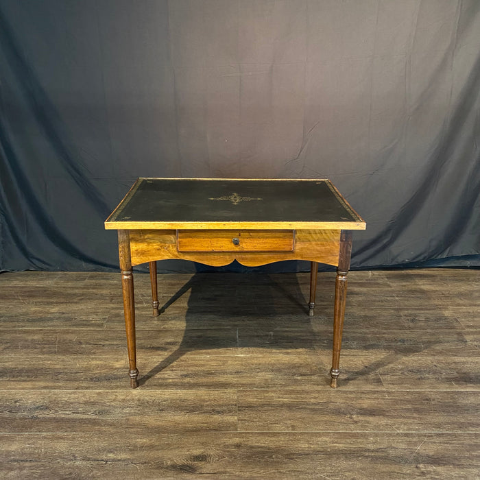 French Elegant Leather Top Game Table, Side Table or Desk