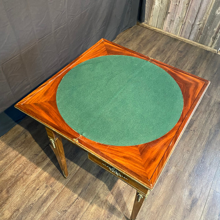 Antique French Neoclassical Game or Card Table, or Console, Occasional Table or Side Table with Fold-Over Top and Gilt-Bronze Mounts
