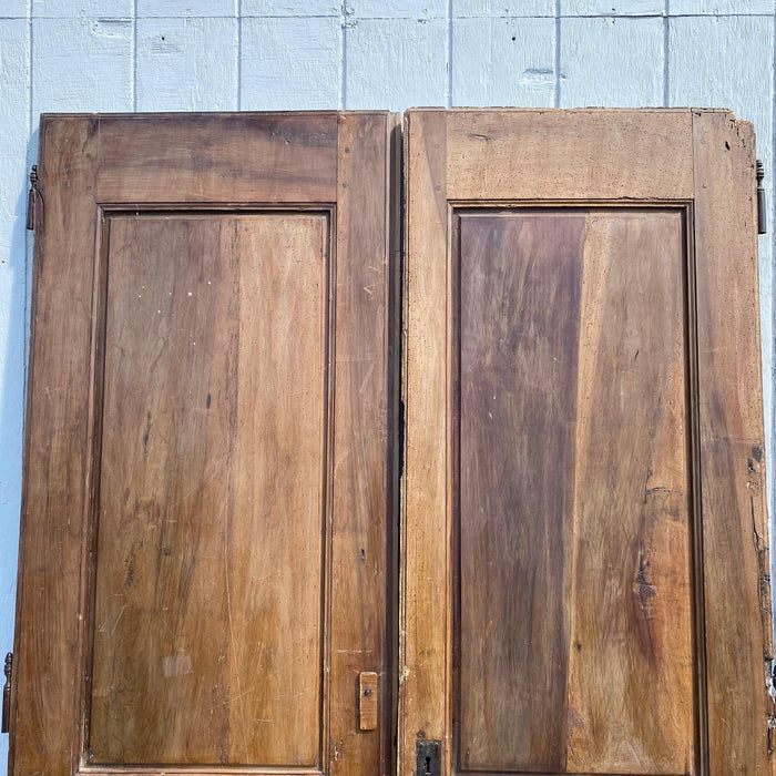 Set of 6 French Antique Walnut Doors (3 Pairs) with Original Keys in the Shape of Numbers 1, 2 and 3