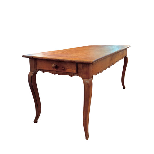 French Early Louis XV Provincial Cherry Dining Table with Draw-Out Breadboard Leaf