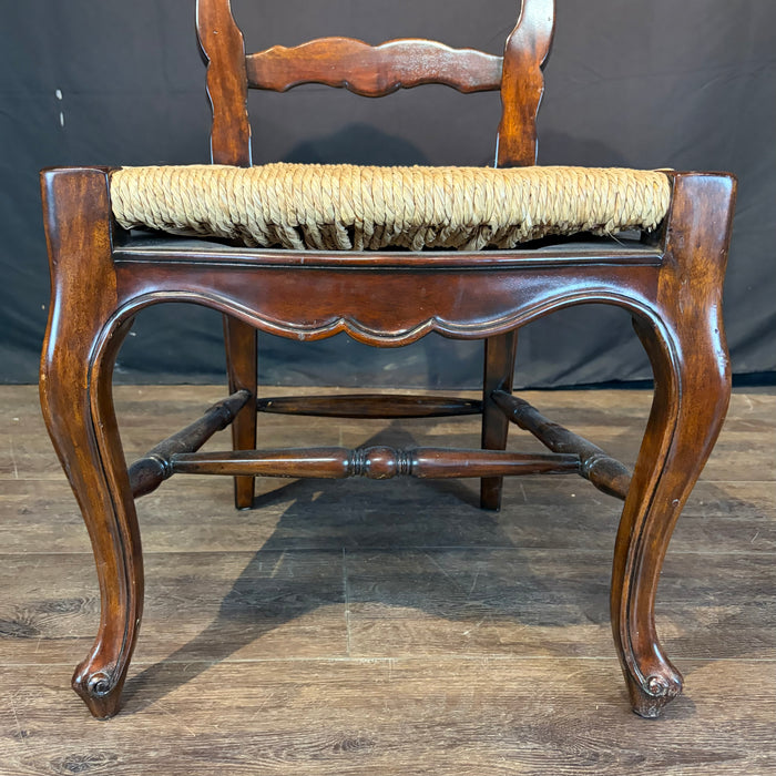 Set of Eight French Louis XV-Style Walnut Dining Chairs with Rush Seats