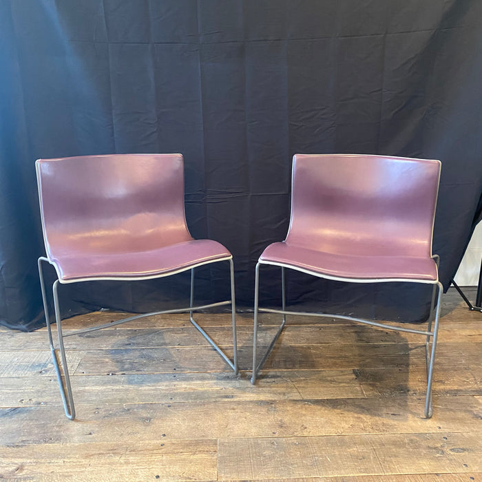 Pair of Mid Century Modern Knoll Handkerchief Chairs by Massimo and Lella Vignelli in Plum Purple