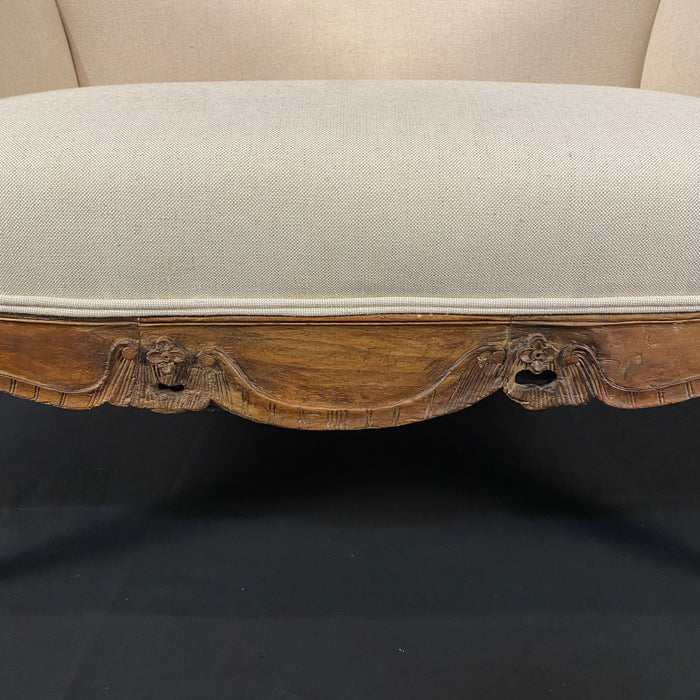 French Sofa or Loveseat Louis XV Triple Arched with New Upholstery