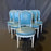 Fine Set of 6 Blue Leather Gold Embossed French Louis XVI Painted Dining Chairs