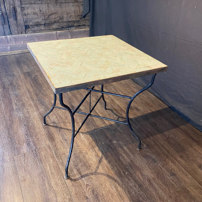 Early Mosaic Bistro Side Table with Antique Iridescent Tiles Indoor or Outdoor for Garden