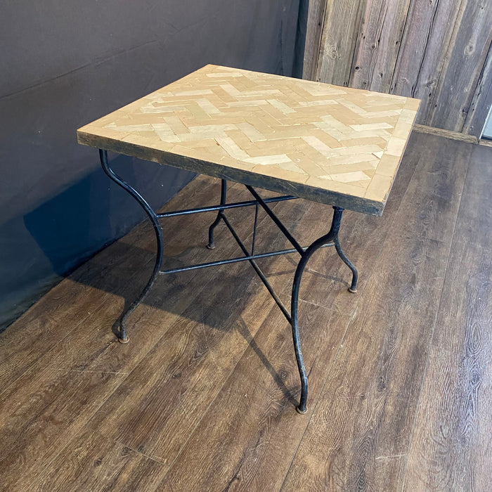 Early Mosaic Bistro Side Table with Iridescent Tiles Indoor or Outdoor for Garden