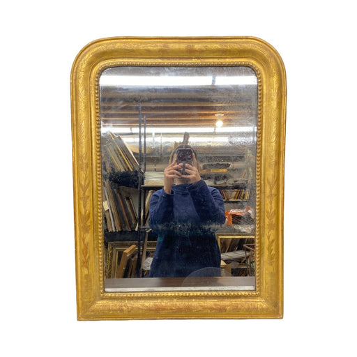 French Gold Wall Mirror Louis Philippe Gold Leaf Giltwood 19th Century