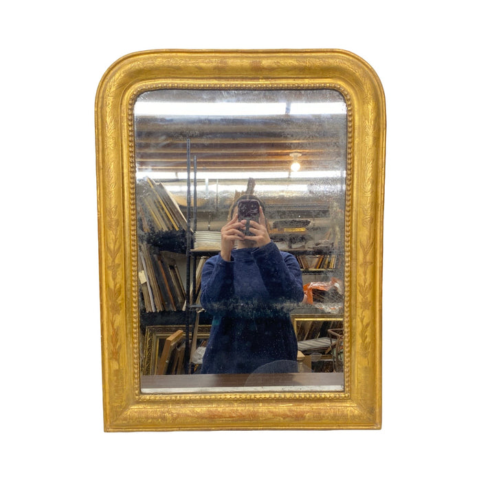 French Gold Wall Mirror Louis Philippe Gold Leaf Giltwood 19th Century