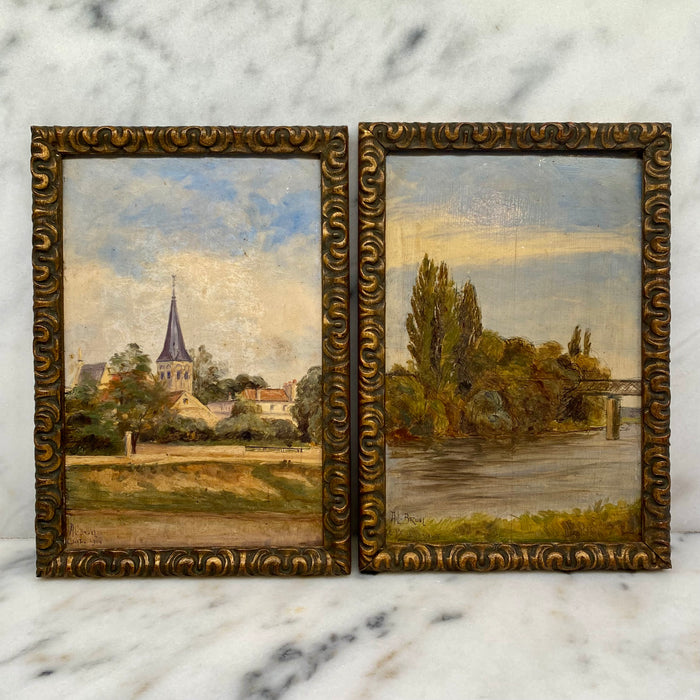 French Impressionist Oil Paintings Landscape Art of Chatou: Listed Artist A.L. Bruel
