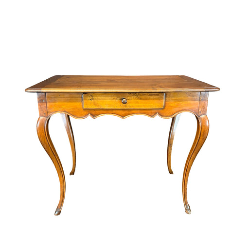 Antique French Louis XV Walnut Side Table, Writing Table or Desk with Cabriole Legs and Hoof Feet