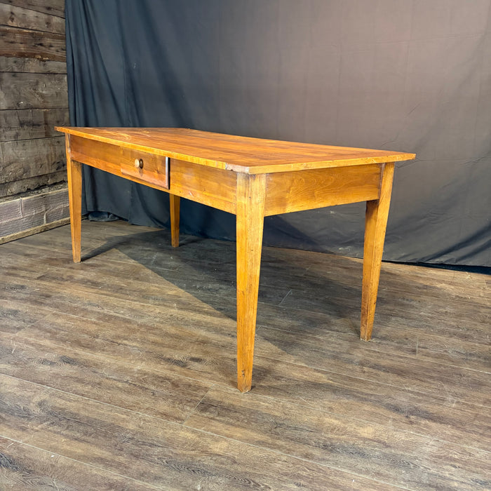 French Provincial Farmhouse Dining Table with Two Drawers 19th Century