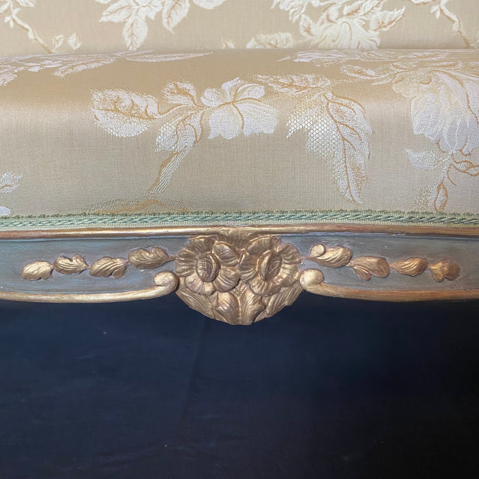 French Louis XV Painted Sofa and Two Fauteuils or Armchairs Parlor or Salon Set from St. Tropez, France