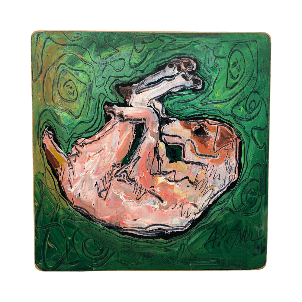 Dog Portrait Original Oil British of a Reclining Dog Signed Pet Portrait