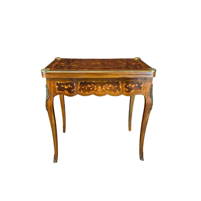 French Marquetry Belle Epoque Game Table, Accent Table, or Occasional Table and with Original Game Pieces