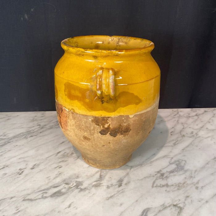 French Large Confit Pot with Yellow Glaze from the 19th Century #8858