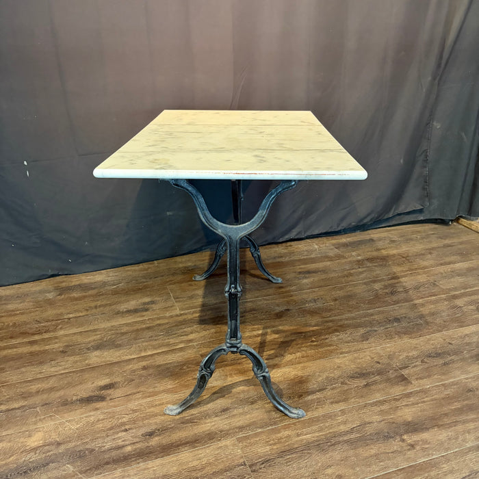 Antique French Marble Top Cafe and Bistro Table with Cast Iron Base