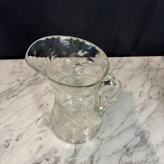 Hand-Blown Etched Glass Water Pitcher