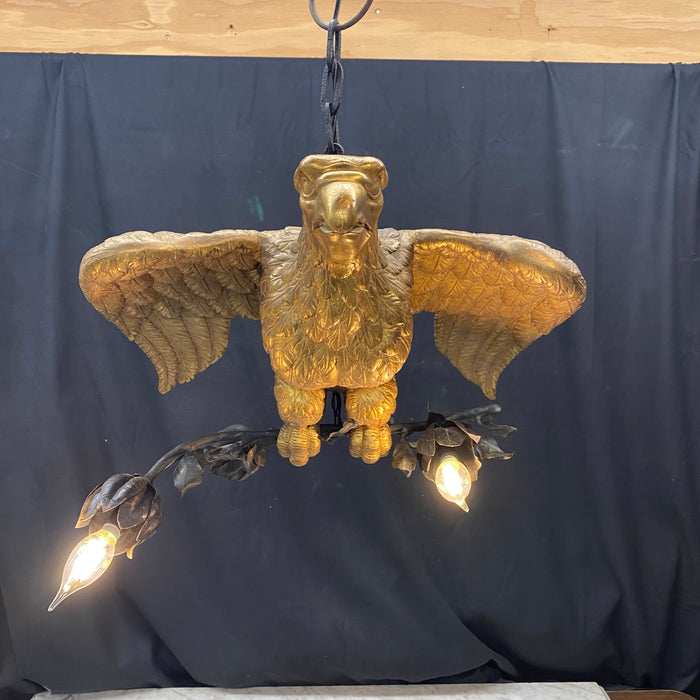 French Carved Gold Gilt Eagle Chandelier Museum Quality