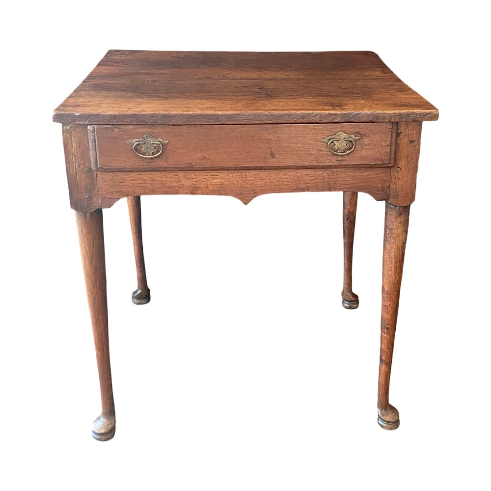 Antique English Georgian Oak Side Table with Drawer | Late 18th Century