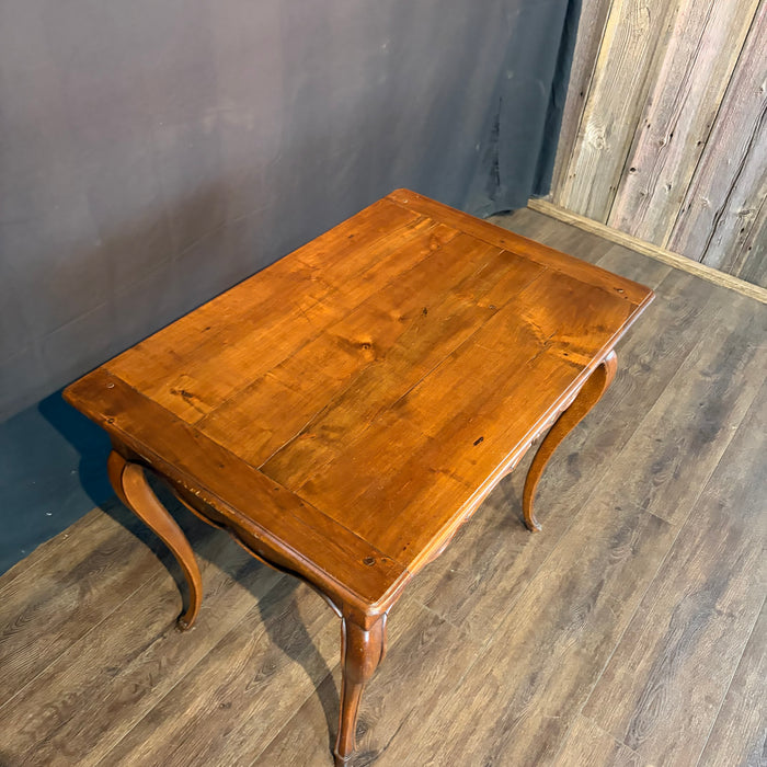 Antique French Louis XV Walnut Side Table, Writing Table or Desk with Cabriole Legs and Hoof Feet