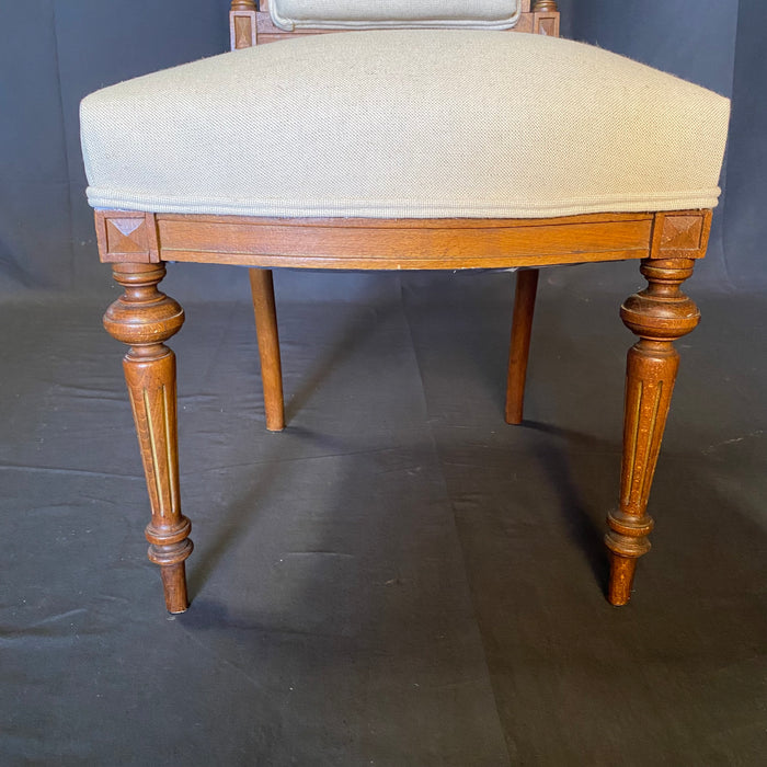 French Louis XVI 19th Century Walnut Pair of Carved Side Chairs