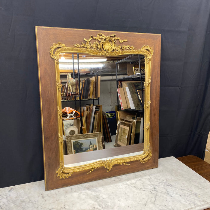 Spectacular French Louis XIV Gold Gilt and Fruitwood Rectangular Wall or Mantel Mirror