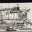 Maritime Harbor Painting with Boats - Nautical Black and White Ink and Oil on Canvas