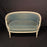 Antique French Louis XVI Sofa, Loveseat or Settee in Original White Paint and Blue Mohair Upholstery