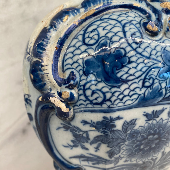 Antique Dutch Delft Blue and White Faience Vase