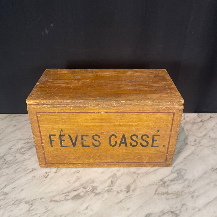 Antique French Box Faux Painted Feves Casse Large Decorative Box Large