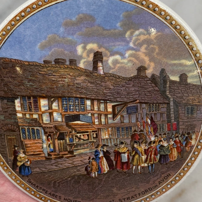 Antique English Victorian Prattware “Shakespeare's Birthplace” Pot Lid